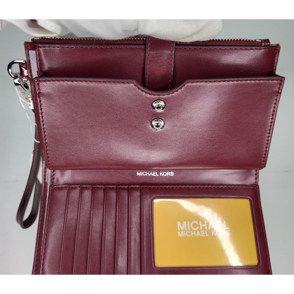 Michael Kors Double Zip Wristlet Wallet-Merlot/Burgundy/Wine-NWT - Picture 6 of 14
